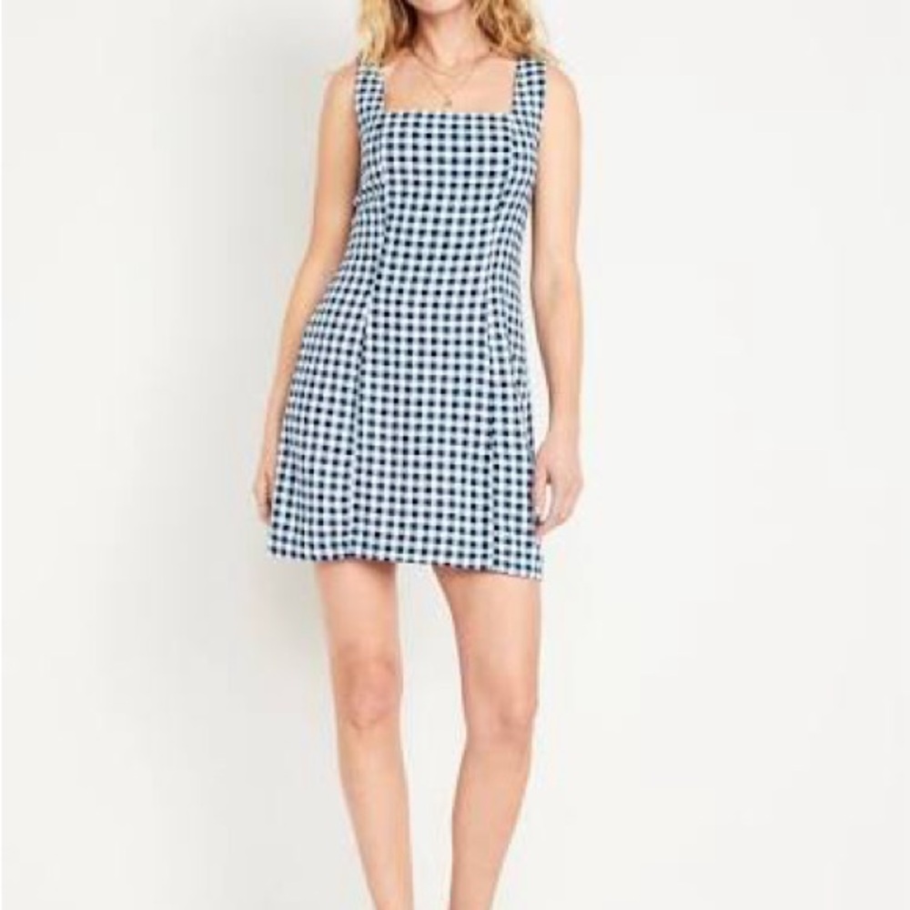 Old Navy Navy and White Gingham Mini Dress